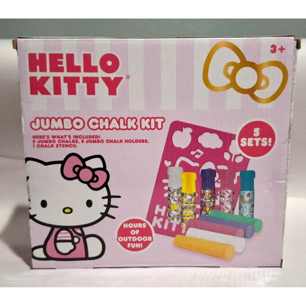 Hello Kitty Jumbo Chalk Kit 5 Sets Sidewalk Art Stencil Horizon Group New